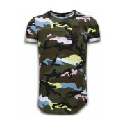 T-shirt Korte Mouw Tony Backer Known Camouflage Long Fi Army Pink