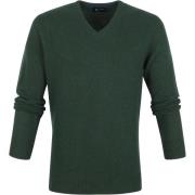 Sweater Suitable Lamswol Trui V-Collier Donkergroen