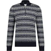 Sweater State Of Art Half Zip Donkerblauw Print