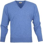 Sweater William Lockie Pullover Lamswol V Clyde Blue