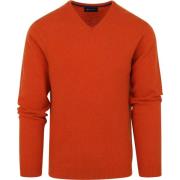 Sweater Suitable Pullover Wol V-Hals Oranje
