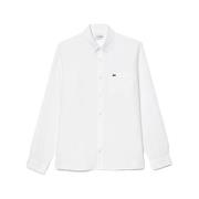 Overhemd Lange Mouw Lacoste Linen Casual Shirt - Blanc