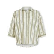 Blouse Vila Etni 3/4 Oversize Shirt - Egret/Oil Green
