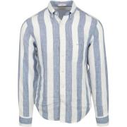 Overhemd Lange Mouw Gant College Overhemd Linnen Streep Blauw
