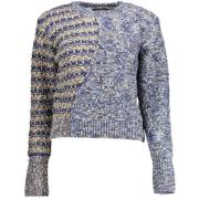 Sweater Desigual Dames Patchwork Gebreide Trui Blauw