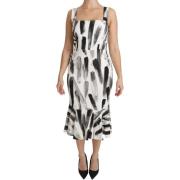 Jurk D&amp;G Midi Jurk met Abstracte Print Zwart Wit