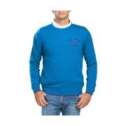 Sweater La Martina Blauwe trui met geborduurd logo en ronde hals