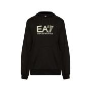 Sweater Ea7 Emporio Armani Visibility Cotton Hooded Sweatshirt Black