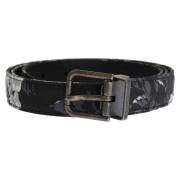 Riem D&amp;G Floral Canvas Riem voor Heren - Zwart