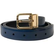 Riem D&amp;G Heren Leren Riem met Gouden Gesp Blauw