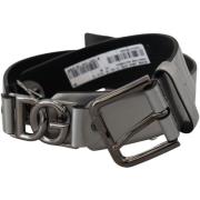 Riem D&amp;G Logo Leren Riem - Zilver