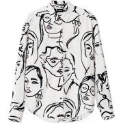 Overhemd Desigual Women's Faces Print Shirt met Lange Mouwen Wit