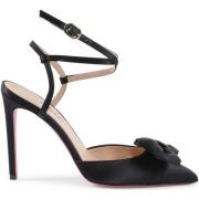 Sandalen Dee Ocleppo Bow Pumps zwart satijn spitse neus naaldhak