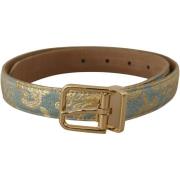 Riem D&amp;G Leren Riem met Blauw en Goud Patroon