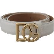 Riem D&amp;G witte leren riem met DG-gesp