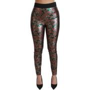 Broek D&amp;G Leaf metallic broek met rits aan de zijkant