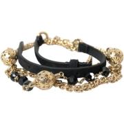 Riem D&amp;G Crystal tailleriem met gouden ketting in zwart suede leer