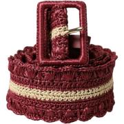 Riem D&amp;G Gehaakte Raffia Riem - Rood met Creme Streep