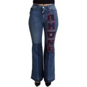 Broek D&amp;G Love Flare jeans met hoge taille in blauw