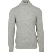 Sweater Profuomo Half Zip Pullover Lamswol Melange Grijs