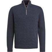 Sweater Vanguard Trui Half Zip Structuur Wolmix Navy