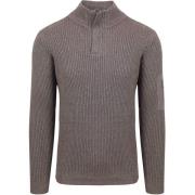 Sweater Suitable Mou Half Zip Trui Taupe