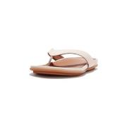 Teenslippers FitFlop GRACIE LEATHER FLIP-FLOPS Stone Beige - DROP 11