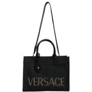 Boodschappentas Versace Jeans Couture draagtas met studs in zwart