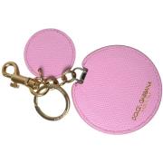 Sleutelhanger D&amp;G Ronde Leren Sleutelhanger in Roze