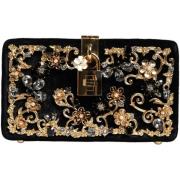 Handtasje D&amp;G Fluwelen Floral Crystal Clutch met hangslotsluiting