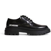 Nette Schoenen Love Moschino Womens LaceUp Oxford Schoenen Zwart