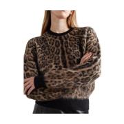 Sweater D&amp;G trui met luipaardprint en een alpacamix