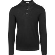 Sweater Profuomo Longsleeve Poloshirt Merinowol Zwart