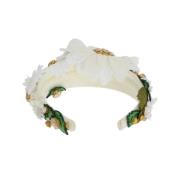 Broche D&amp;G witte bloemenhoofdband met kristallen