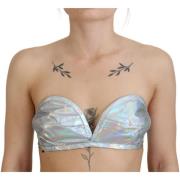 Strapless/Verwijderbare bandjes D&amp;G holografische crop top voor da...