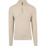 Sweater Suitable Half Zip Pullover Boiled Wool Ecru