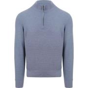 Sweater Suitable Structure Half Zip Trui Blauw