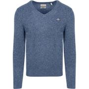 Sweater Gant Pullover V-Hals Woolblend Blauw