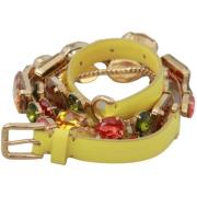 Riem D&amp;G Crystal Verfraaide Leren Riem - Geel