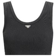 Overhemd Prada Cropped geribbelde top met iconische driehoekige plaque...