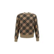 Sweater Burberry Kasjmier trui met geribbelde ronde hals en Archivio r...