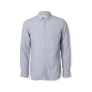 Overhemd Lange Mouw Selected Regkylian-Linen Shirt - Blue Fog/White