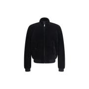 Trainingsjack Prada Suede bomberjack met hoge kraag en geribbelde zoom