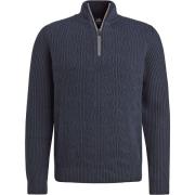 Sweater Vanguard Trui Half Zip Structuur Wolmix Navy