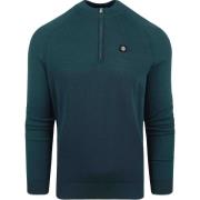 Sweater Blue Industry Half Zip Trui Donkergroen