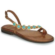 Sandalen Exé Shoes 530-MILOS-LEATHER-BROWN-TURQUOISE