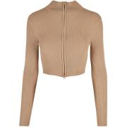 Vest Urban Classics Cardigan zippé court en tricot côtelé femme GT