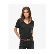 T-shirt Korte Mouw Superdry T-shirt flammé à col V et texte brodé femm...