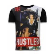 T-shirt Korte Mouw Local Fanatic Hu$tler Digital Rhinestone