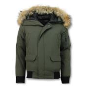 Parka Jas Enos Korte Winterjas Army Bontkraag